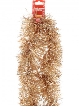 Мишура золотая матовая Новогодняя, длина 2 м, диаметр 7 см НУ-5474