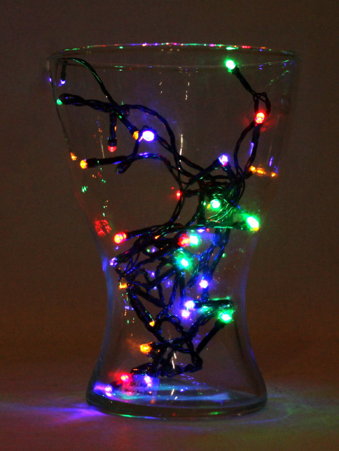 Новогодняя гирлянда метражная 5.5 м, 60 разноцветных ламп, темная нить, 8 режимов НУ-9734