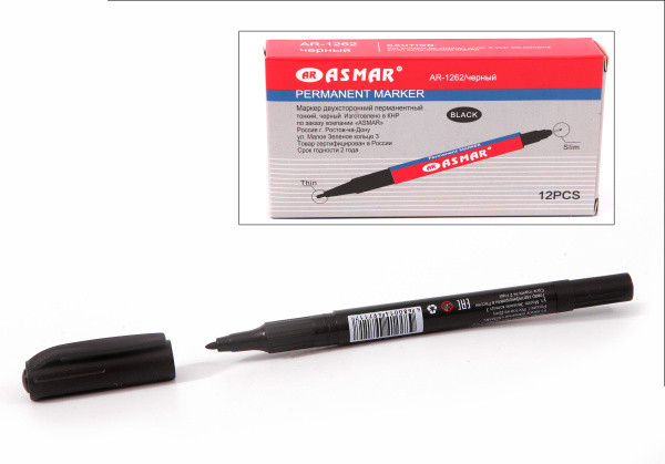 Маркер CD чёрный двухсторонний, Asmar (12)