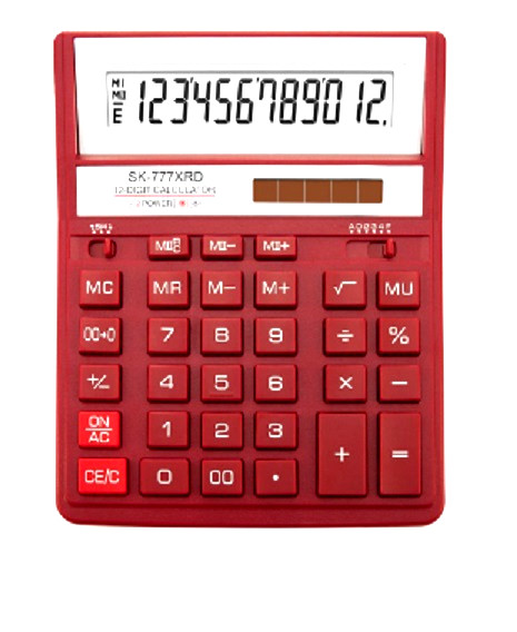 Калькулятор настольный 12-разрядный, большой, красный, размер: 157 x 200 x 32мм. SKAINER/SDC-888XRD