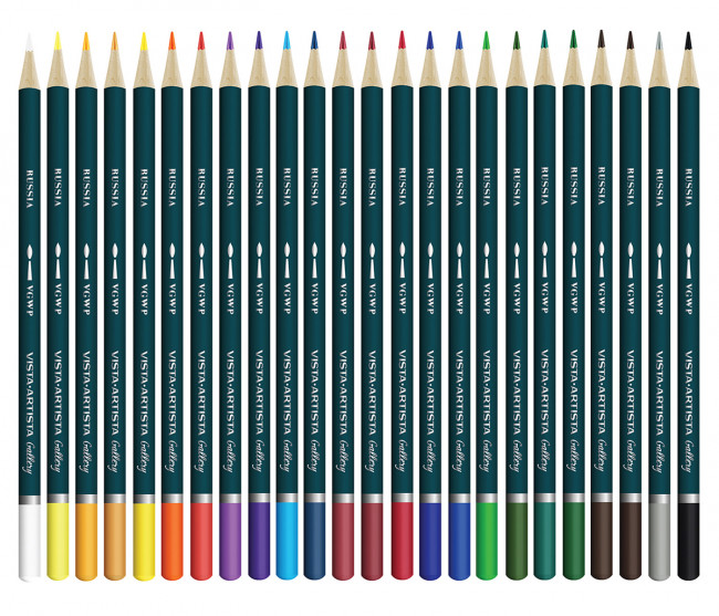 Набор акварельных карандашей 24шт заточеные, Gallery VISTA-ARTISTA/VGWP-24