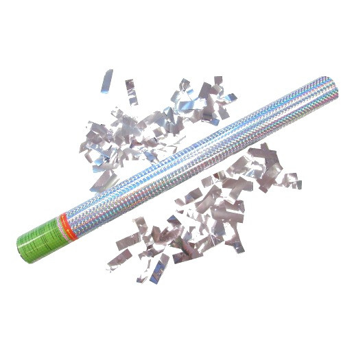 Пневмохлопушка 60см, конфетти серебряное фольга, Микрос (12)