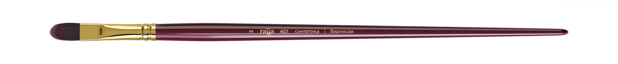 Кисть художественная Вернисаж, синтетика бордовая, плоско-овальная, длинная ручка №2 (5)