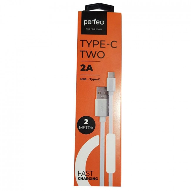 Кабель USB - TypeC, цвет белый, длина 2м, Perfeo/U4708 Кабель USB - TypeC, цвет белый, длина 2м, Perfeo/U4708