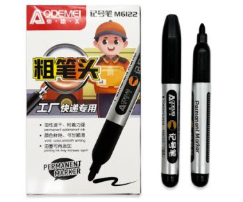 Маркер перманентный, черн., пулевидный, 3 мм Aodemei М6122 (10)