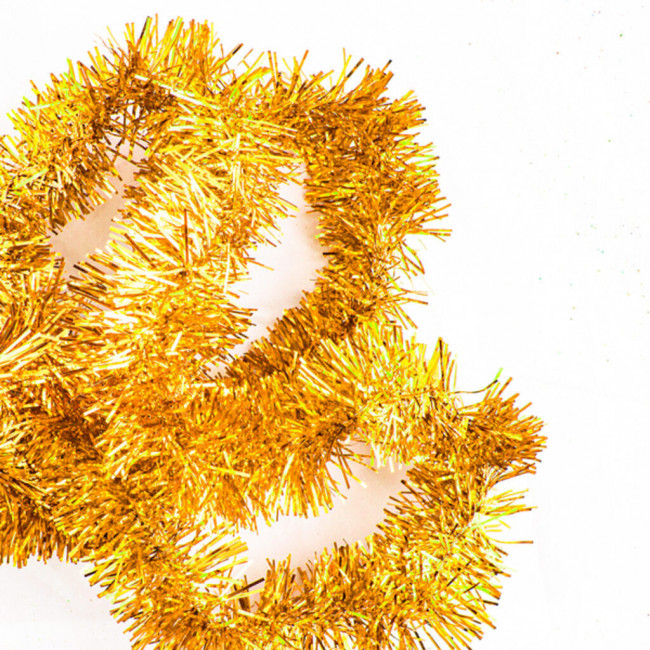 Мишура золотая Искра, длина 2 м,d 7 см НУ-1523