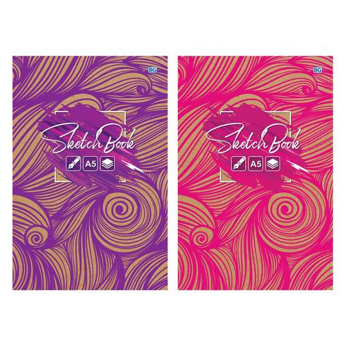 Скетчбук А5 переплёт твёрдый 96л. "Рисунок на крафте" ламинация матовая (ассорти) розовый тонированный блок