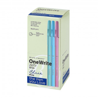 Ручка шариковая 1.0мм синяя "OneWrite Zefir", 3 цвета корпуса, BV/20-0325/03 (50)