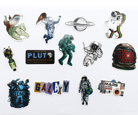 Наклейки   EH-11 "Космонавты" стикерпак 50шт, 6см, цвета ассорти (1/200)