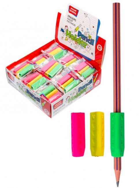 Набор ластиков PENCIL HOLDER, термопластичная резина, треугольный, 3 шт, размер 40х13 мм, 1 дизайн, ОПП- упаковка / картонный дисплей, Mazari Набор ластиков PENCIL HOLDER, термопластичная резина, треугольный, 3 шт, размер 40х13 мм, 1 дизайн, ОПП- упаковка / картонный дисплей, Mazari
