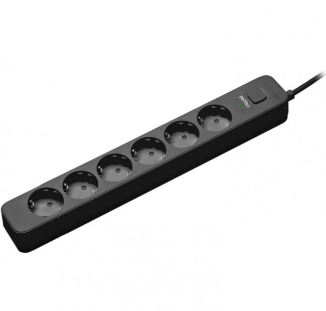 Сетевой фильтр "POWER STREAM'', 6 розеток, длина 3м, с заземлением, цвет черный, Perfeo/PF_C3972 Сетевой фильтр "POWER STREAM'', 6 розеток, длина 3м, с заземлением, цвет черный, Perfeo/PF_C3972