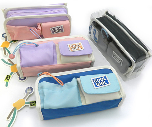 Пенал  DD-5 "Cool girl" косметичка, текстиль, 2 отделения на молнии, раскладной на липучке, с наружными карманами, ассорти, уп ПВХ №23149(1/4/144) Пенал  DD-5 "Cool girl" косметичка, текстиль, 2 отделения на молнии, раскладной на липучке, с наружными карманами, ассорти, уп ПВХ №23149(1/4/144)