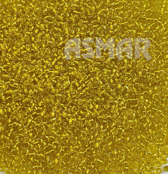 Бисер "ASMAR" размер №12, вес: 50 г, жёлтый, внутреннее серебрение Бисер "ASMAR" размер №12, вес: 50 г, жёлтый, внутреннее серебрение