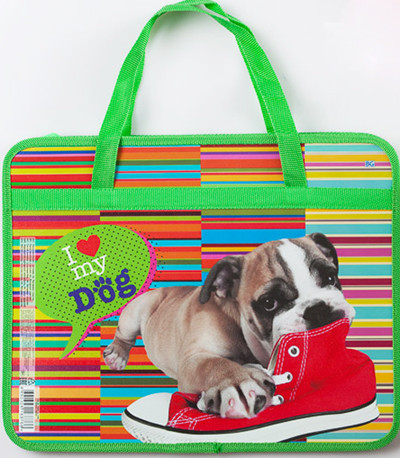 ПШР4_пл 3740 Папка школьная BG с ручками 1 отделение А4 "Щенок с кедом" пластиковая, молния сверху