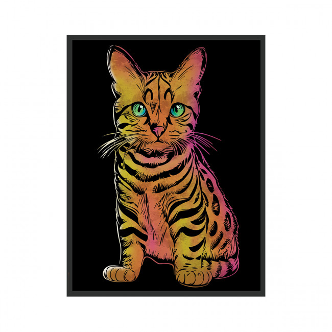 Гравюра  20 x 25,5см "Бенгальская кошка", Hobbius/SGHM №03