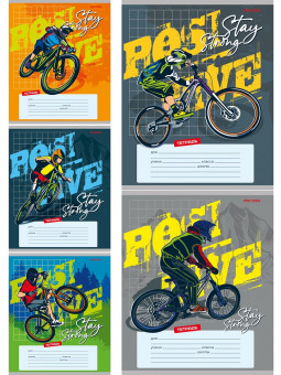 Тетрадь 18 клетка "Рисунок велосипедиста", скрепка, Prof-Press/Т18-2366 (20/160)