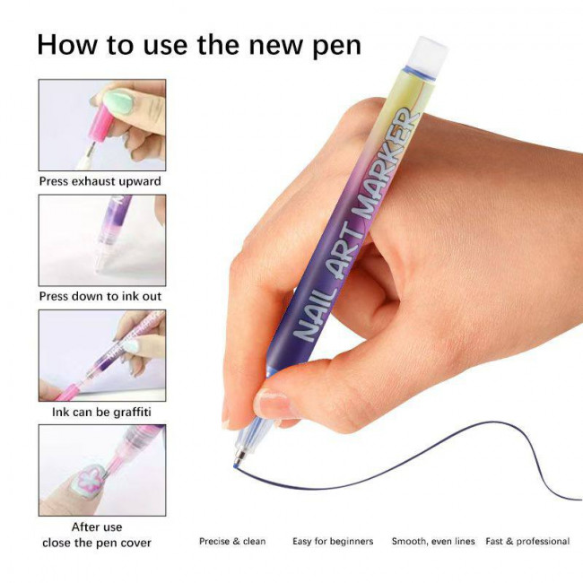 Набор маркеров 12цв акриловые, для дизайна ногтей (20)