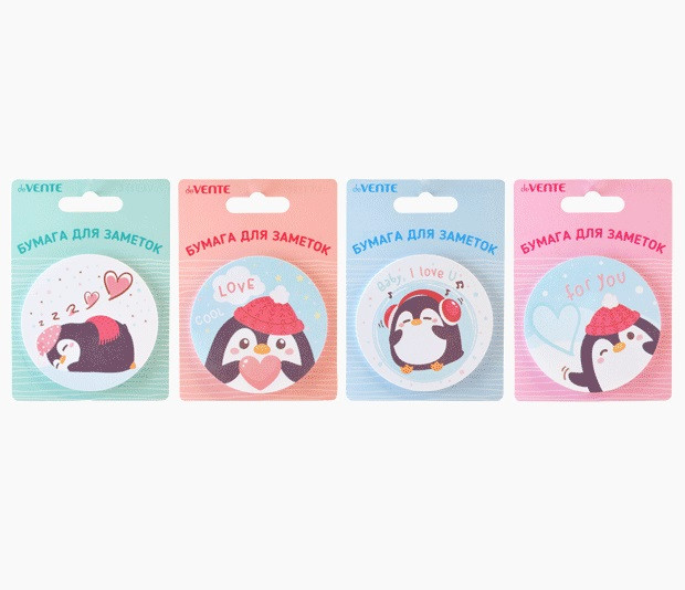 Клейкая бумага для заметок "deVENTE. Penguin" Ø 70 мм, 30 листов, офсет 80 г/м², deVENTE (24)