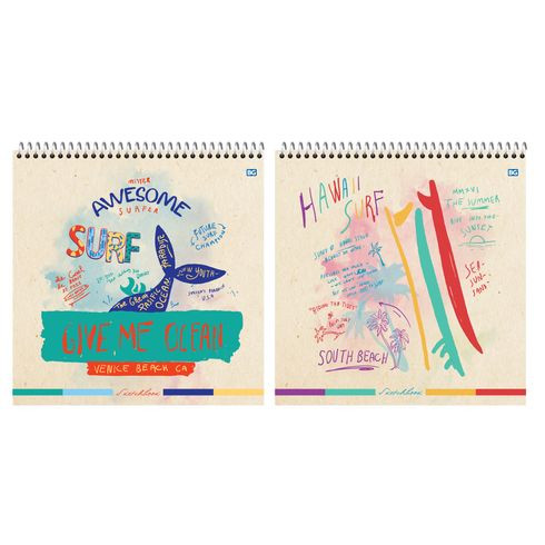 Скетчбук 20х20 см переплёт жёсткий 40л. "Awesome" (ассорти) ламинация матовая, гребень, белый блок (10/20)