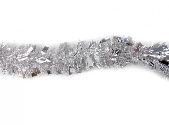 Мишура матовая серебряная Снежное диско, длина 2 м,d 9,2 см НУ-1534