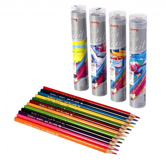 Набор цветных карандашей 12цв., "Пейзаж" в тубусе, с точилкой, заточенные, трехгранные, европодвес. Yalong/YL191091-12