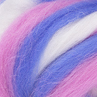 Шерсть для валяния 50г 100% полутонкая шерсть,  белый/голубой/сиреневый, Gamma/MY-050 №610