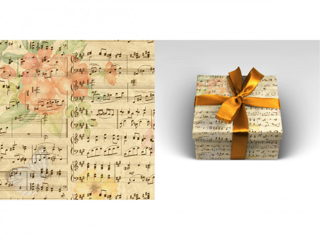 Упаковочная бумага 70*100см "Музыка", 10л, OPTIMA MILAND/УБ-3652