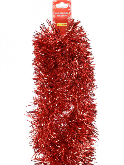 Мишура красная Новогодняя, длина 2 м, диаметр 7 см НУ-5478
