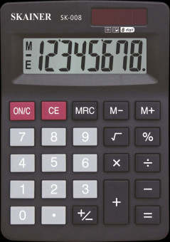 Калькулятор настольный 8-разрядный, малый, чёрный, размер:103 x 137 x 31мм, SKAINER/SK-008