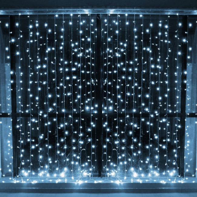 Гирлянда Штора 2х2 м, 240 ламп, холодный свет, светлая нить
