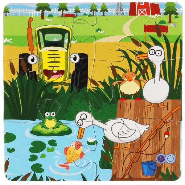 Книга-пазл 2 в 1 «Синий трактор. Весёлая ферма». Формат: 160х160мм 12стр, Умка