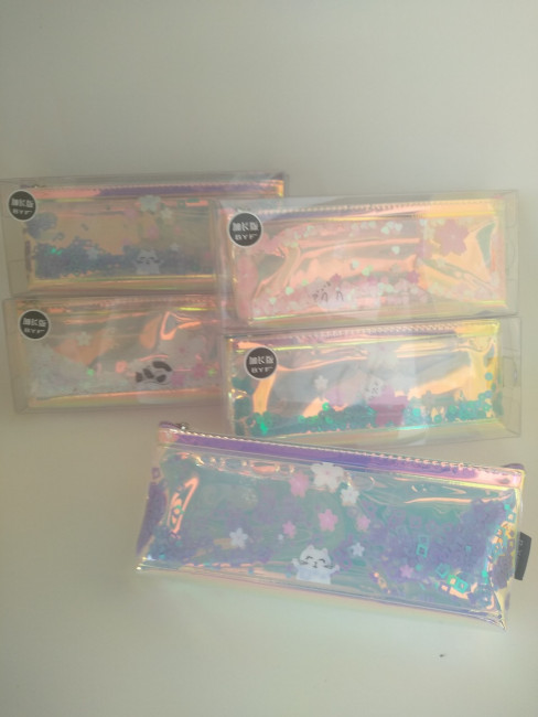 Пенал-косметичка "КОТЁНОК" из синтетического материала с плавающими цветными пайетками BASIR (12)