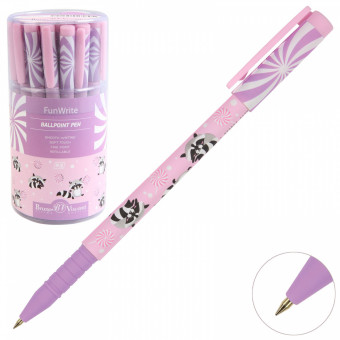 Ручка шариковая 0,5мм синяя "FunWrite. Lolipop. Енотики", BV/20-0212/62 (24)