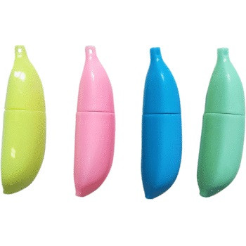 Набор маркеров-выделителей "deVENTE. Bananas" (04 шт - зел, желт, роз, гол) мини-корпус в форме банана, скошенный наконечник, ширина линии 1-3 мм, в пластиковой сумочке на молнии