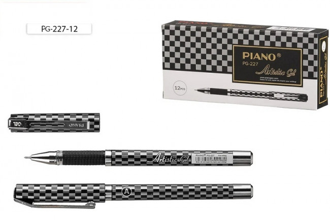 Ручка гелевая черная 0,5 мм "Artistic Gel" корпус с рисунком, Piano (12/144)