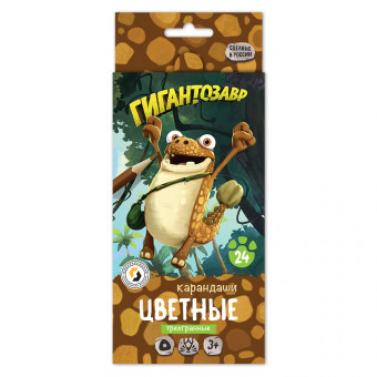 Набор цветных карандашей 24цв "Мазу" "Гигантозавр" заточенные, ВКФ/GGZ-CP-4024 (6)