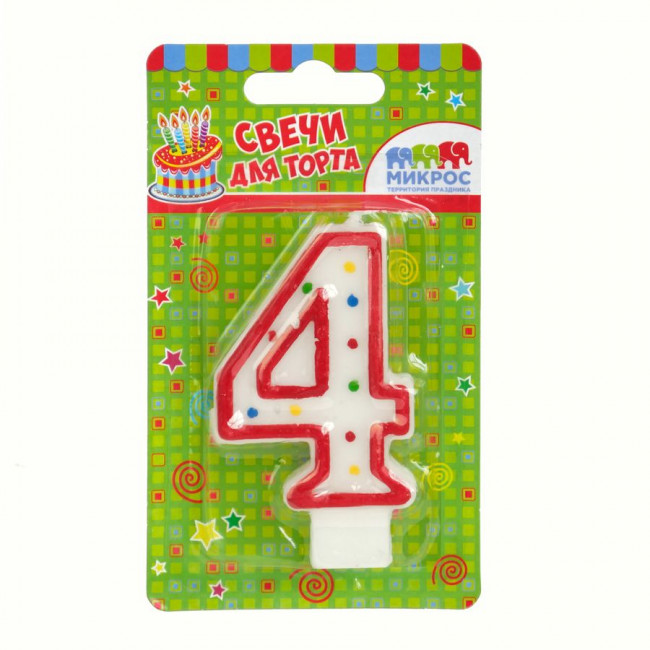 Свеча "Цифра 4. Красное Ассорти" 7,5 см, Микрос/Ч02516 (24) Свеча "Цифра 4. Красное Ассорти" 7,5 см, Микрос/Ч02516 (24)