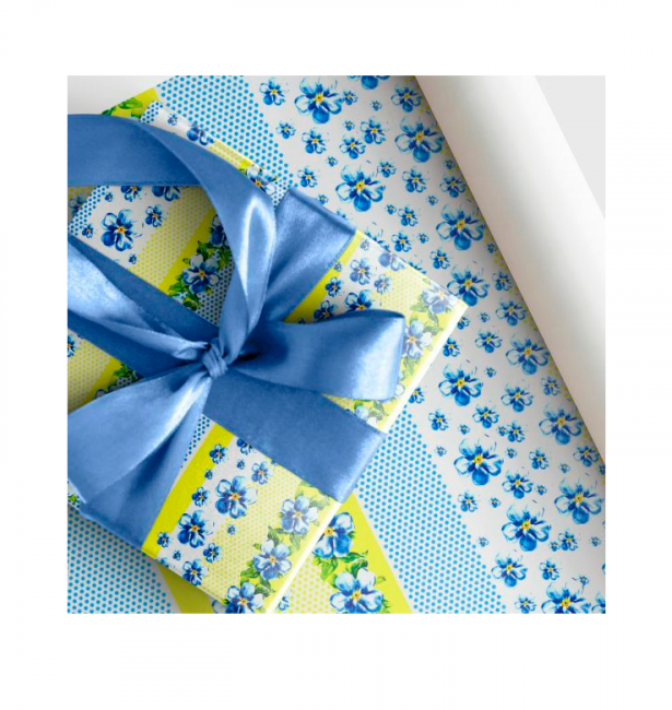 Бумага оберточная 10м х 68,5см, "Анютины глазки"