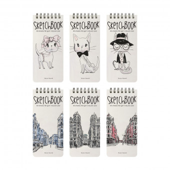 Скетчбук А5 80л "Белая", 6 видов ассорти, на гребне, BV/1-553/04 (16)