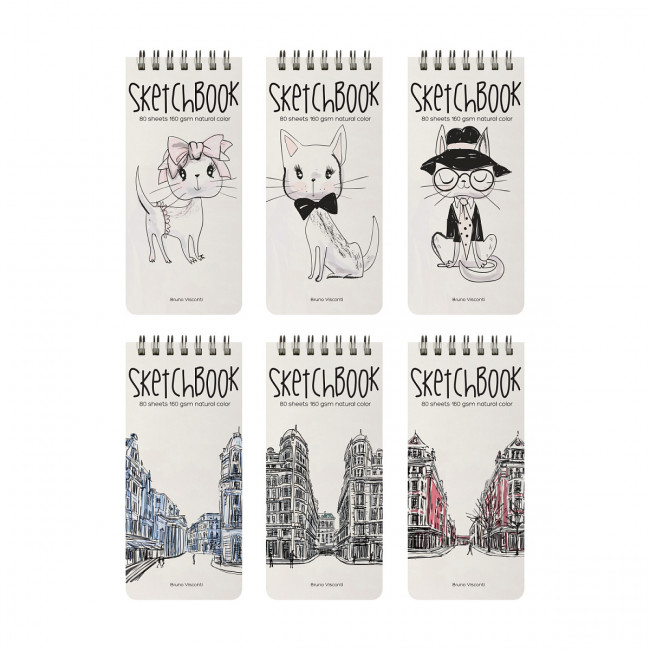 Скетчбук А5 80л "Белая", 6 видов ассорти, на гребне, BV/1-553/04 (16)