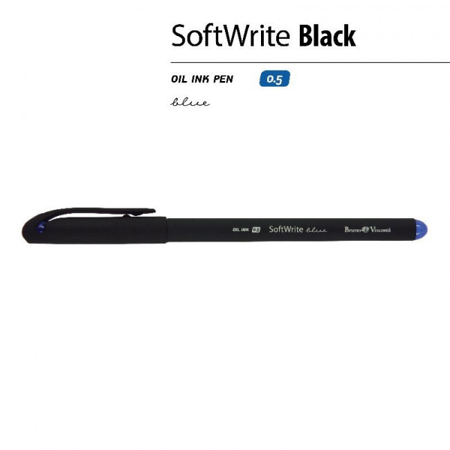 Ручка шариковая 0,5мм синяя «SoftWrite. Black», BV/20-0085 (24)
