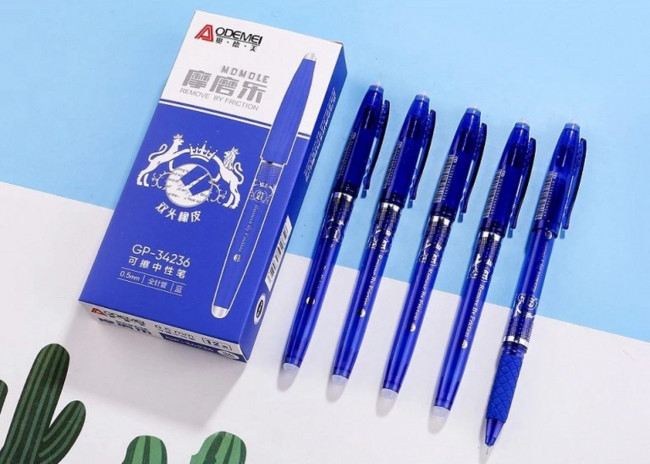 Ручка гелевая 0,5мм синяя, со стираемыми чернилами Aodemei GP-34236 (12)