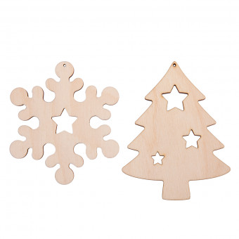 Заготовка для декорирования 0,3см 7х9см "Снежинка с ёлочкой", фанера, Mr. Carving/ВД-1177