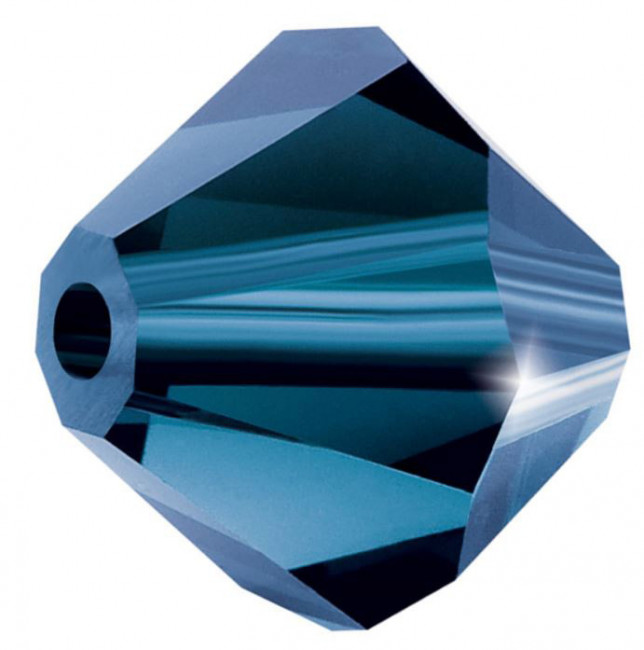 Бусина 5.7 х 6 мм стеклянная, биконус, т.синий, 12шт, PRECIOSA/451-69-302