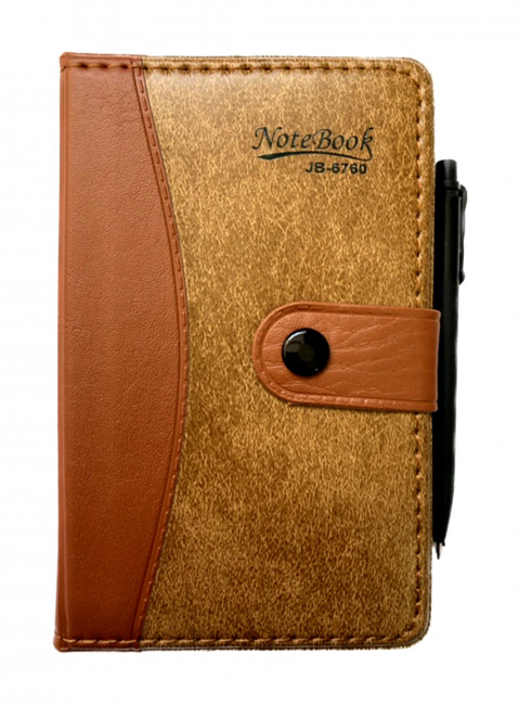 ЗАПИСНАЯ КНИЖКА "ASMAR" 104Л. 15*10 НА КНОПКЕ С РУЧКОЙ, ЦВЕТ: КОРИЧНЕВЫЙ