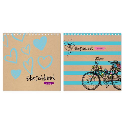 Скетчбук 20х20 см переплёт жёсткий 40л. "Моё вдохновение" (ассорти) ламинация матовая, гребень, белый блок