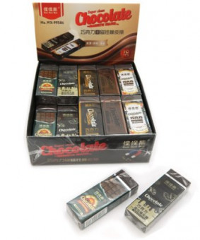 Ластик  CZ-111 "Шоколад" 60*20*10мм прямоугольный, ароматизированный, магнитный, цвета ассорти, в к/кор WX-99581 (30/1200)