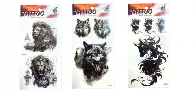 Татуировка-наклейка 10 х 20,6см Магистр "Хищники" водостойкая живопись, A-12 (12)