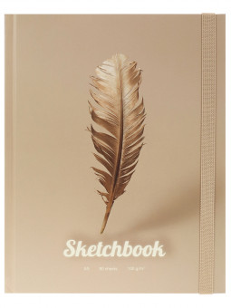 Скетчбук А5 80л "Перо" 7БЦ, матовая ламинация, на резинке, MILAND/С80-3061 Скетчбук А5 80л "Перо" 7БЦ, матовая ламинация, на резинке, MILAND/С80-3061