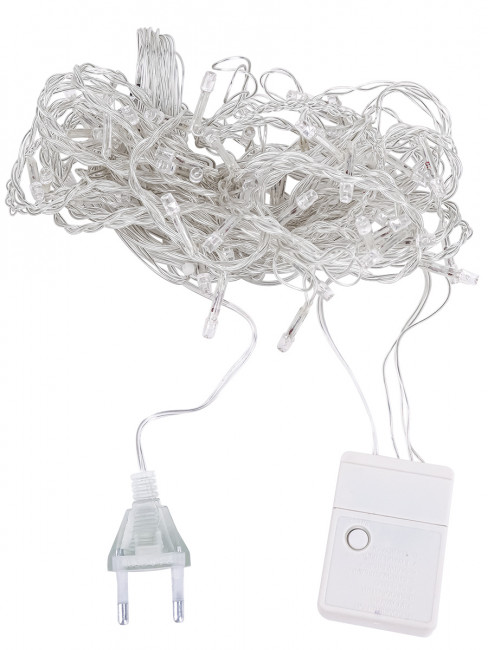 Гирлянда Штора 1,4х1,4 м, прозрачная нить, 64 лампы, разноцветный свет. ГШ-0011